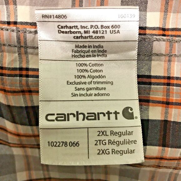 Carhartt Relaxed Men's 2XL Shirt Multicolor Chambray Plaid LS Pocket Button Down - Picture 12 of 12